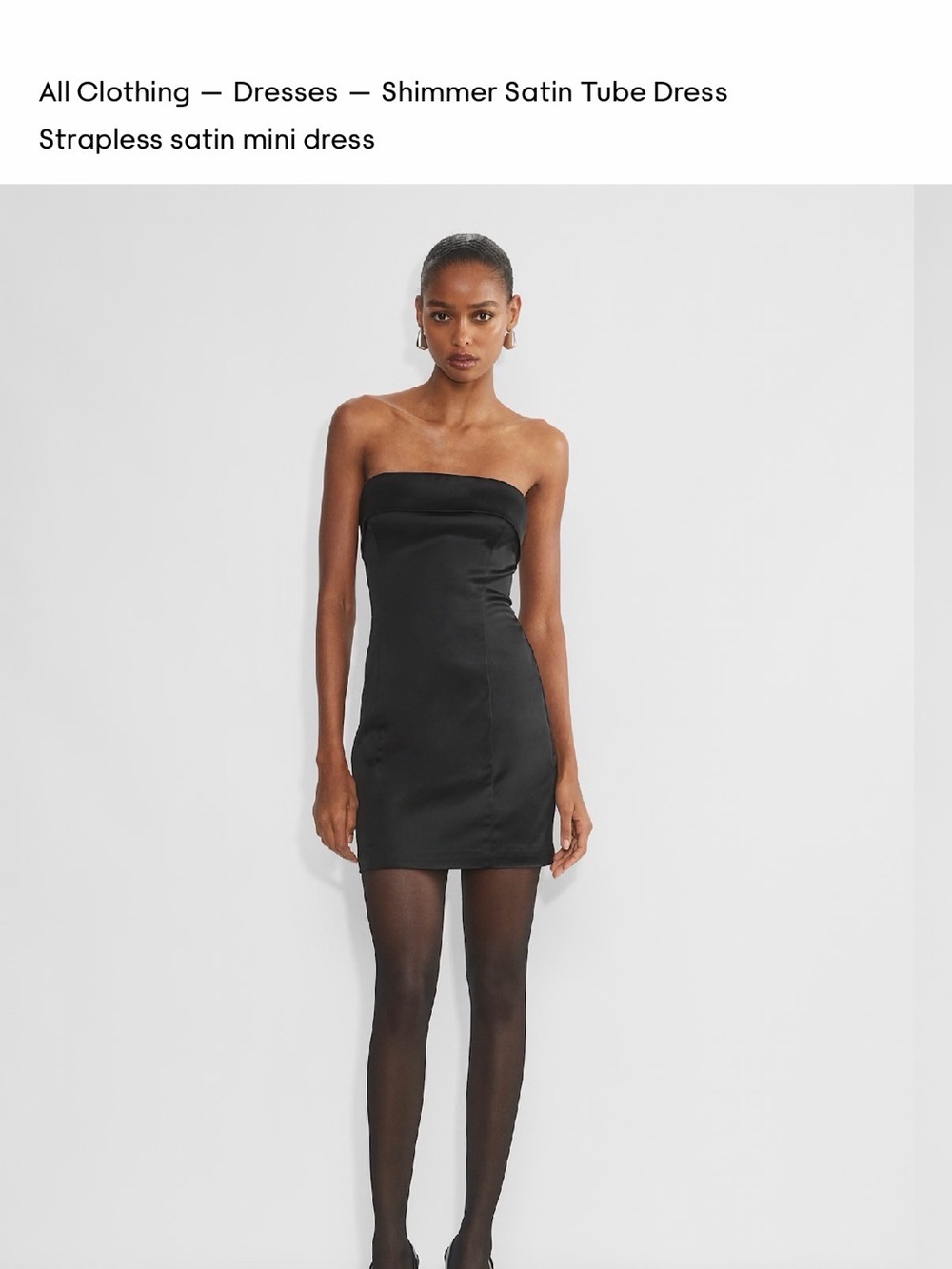 Aritzia Strapless Shimmer Satin Tube Dress - Black